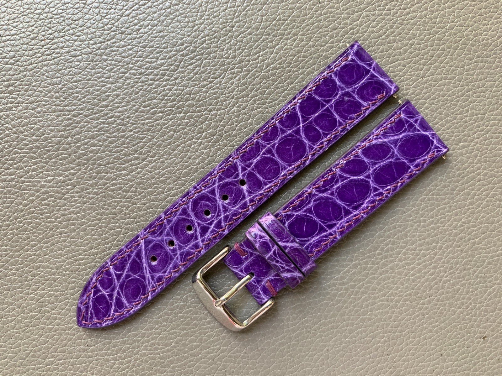 Purple Genuine Leather watch strap band Custom 10..16 17 18 19 20 21 22 23 24mm