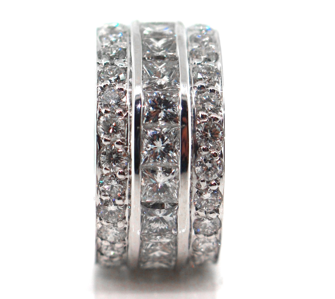 7.71 CT Natural Princess & Round Brilliant Diamond Eternity Band VS/G White Gold