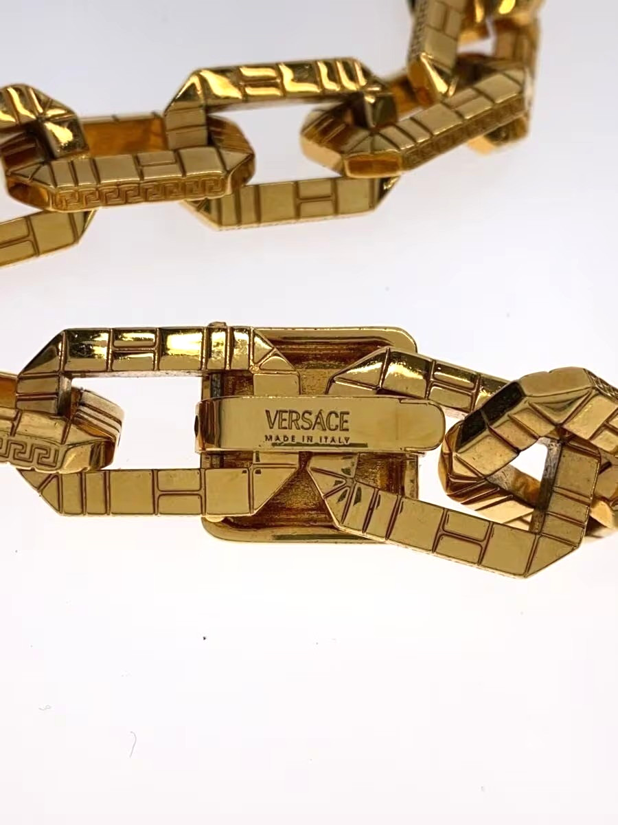 Versace Medusa Head Gold Tone Link Chain Necklace Men 18in / 46cm w/ Box