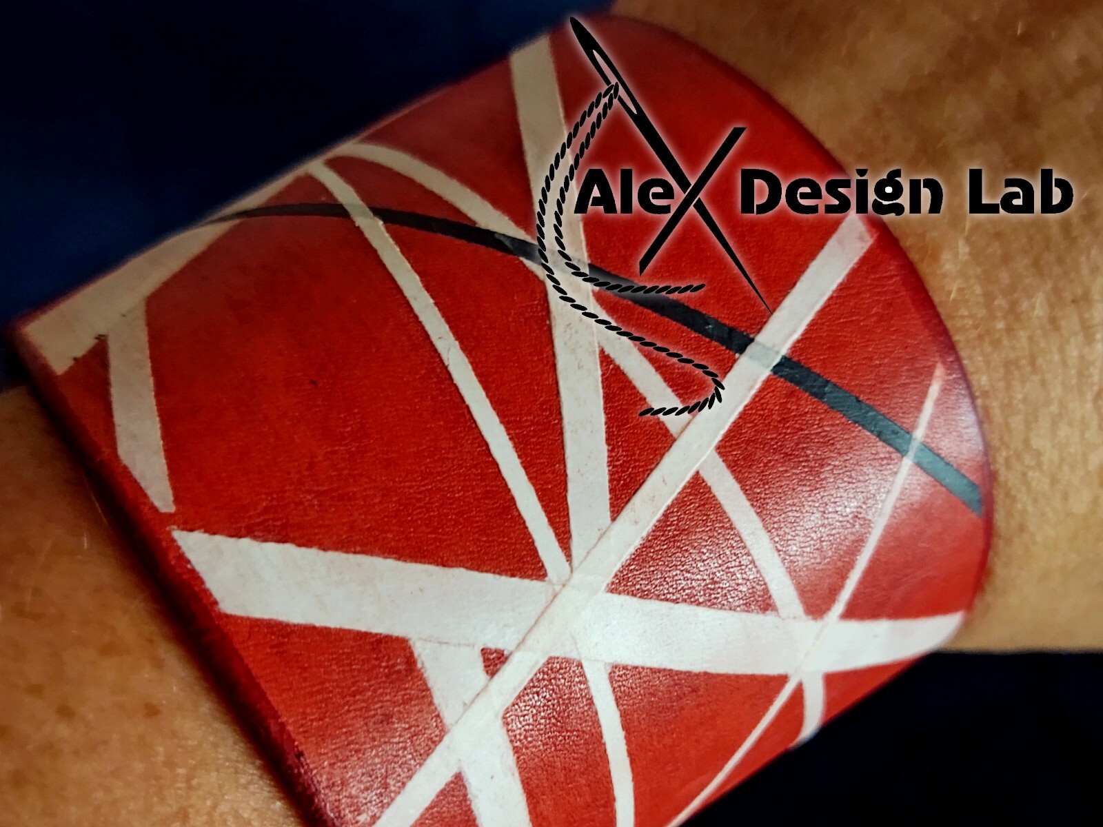Wide Leather Striped Series cuff Men’s bracelet extra class genuine rock