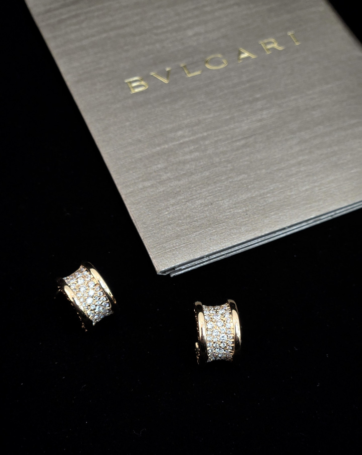 Bvlgari “B.Zero 1” Hoop Earrings 14k White & Yellow Gold Huggies