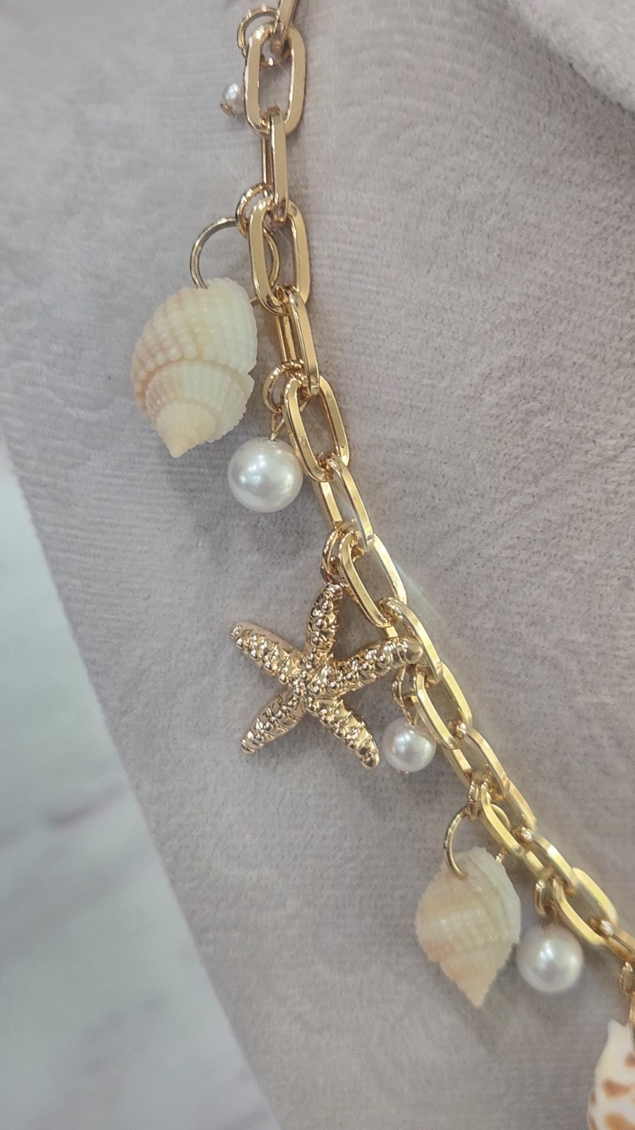 NIB! Chic House of Harlow 1960 Natural Shell Starfish Charm Necklace 16″ + 3″