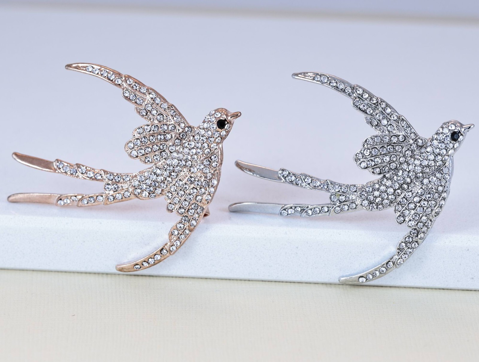 Flying Bird Clear Austrian Rhinestone Crystal Brooch Pin Gold Or Rose Gold B5711