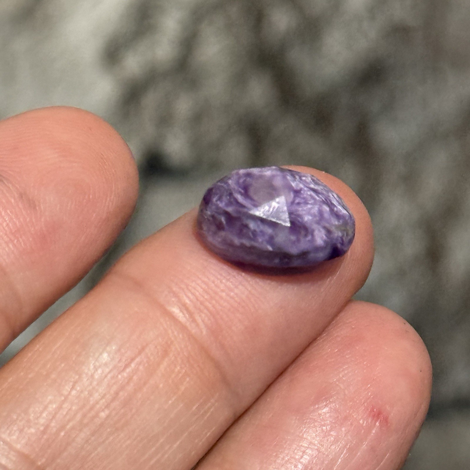5.4ct 14×10.4×5.5mm Light Purple Faceted Charoite Oval Cabochon Ring Stone