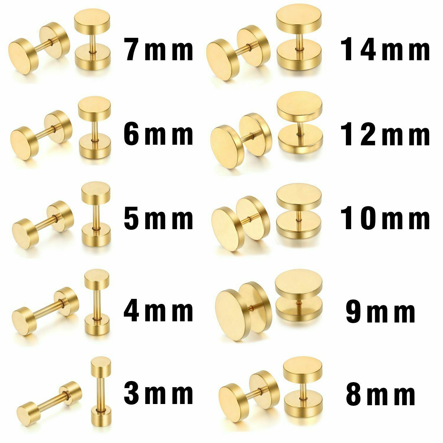 Hypoallergenic Steel Flat Back Stud Earrings for Women Men Cartilage Screw Back