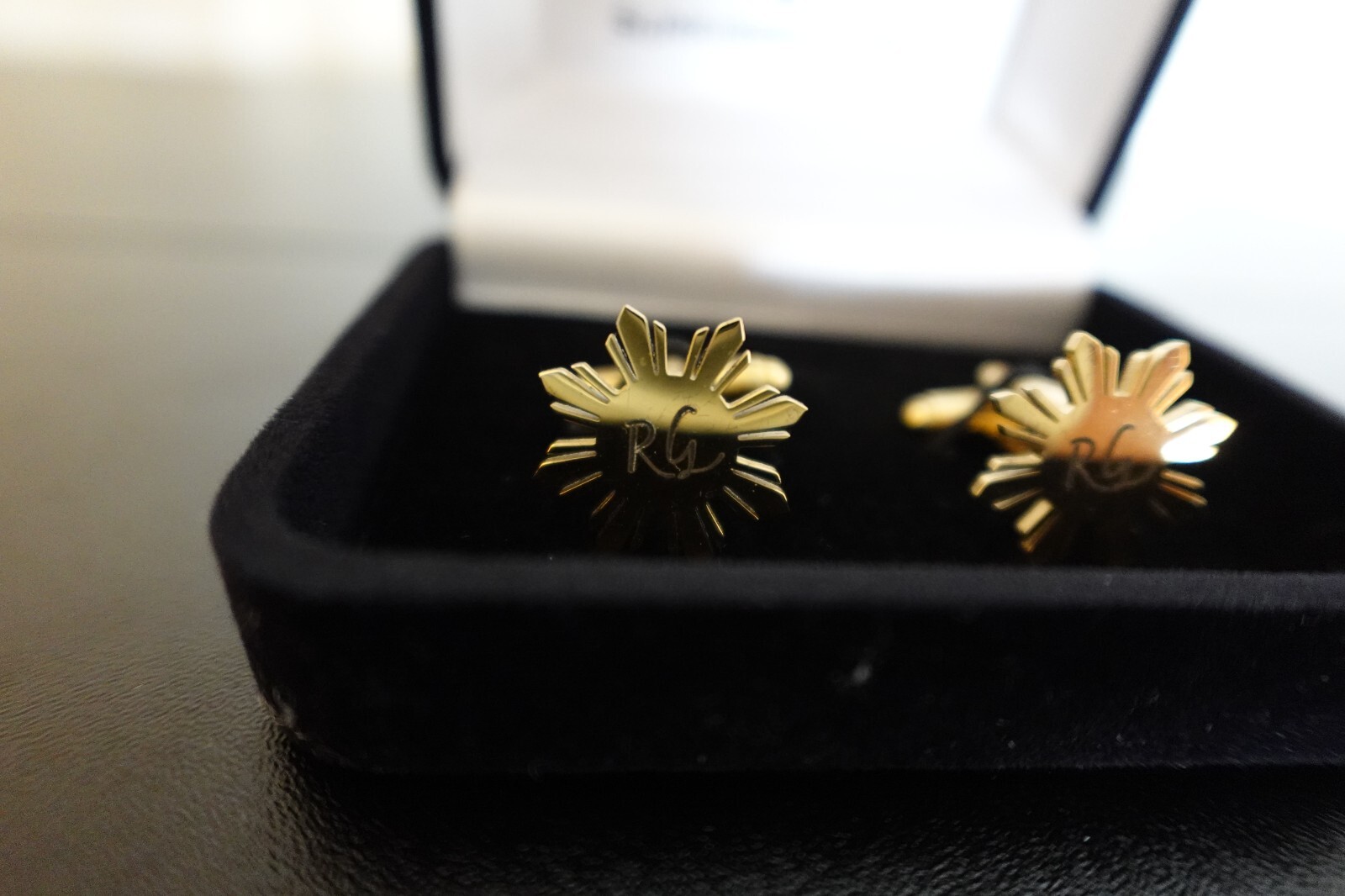 Philippine Sun Suit Cufflinks Pinoy Heritage Jeweley “RG” Gold Color