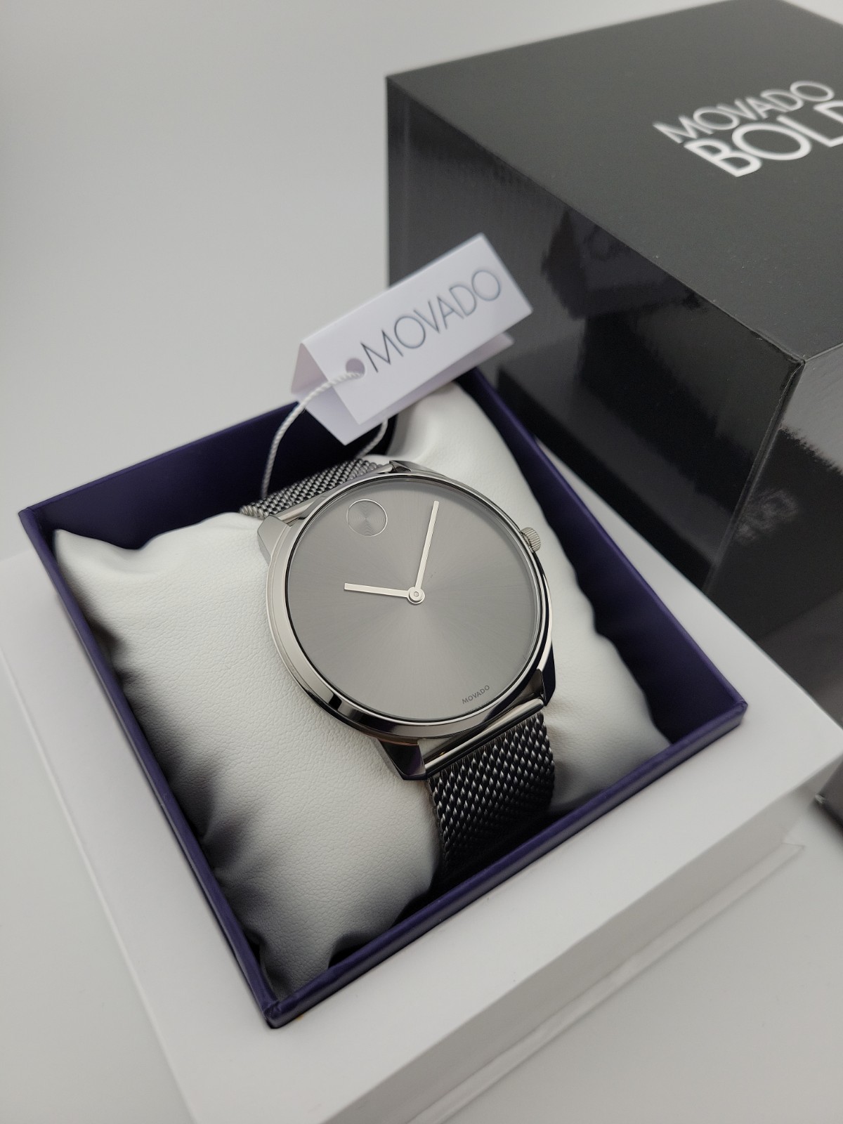 $695 MSRP | Movado Men’s Bold Gray Dial Stainless Steel Watch – 3600599 NEW