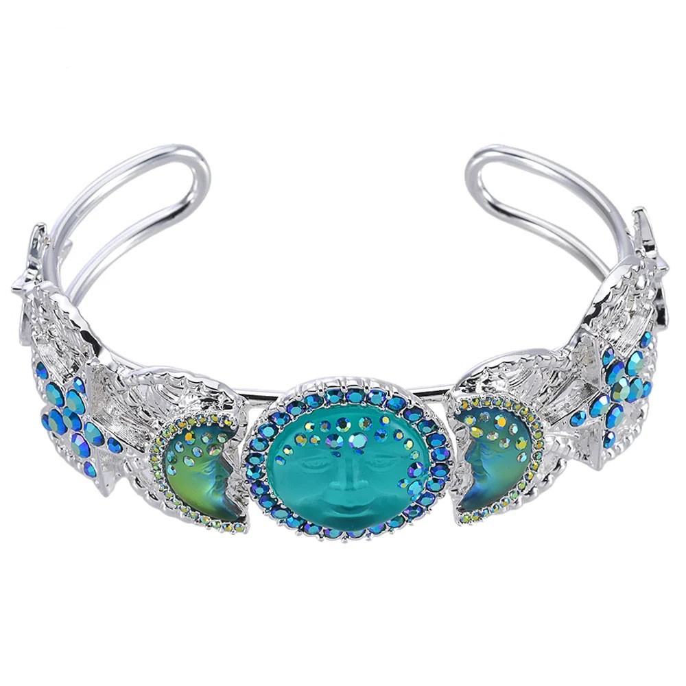 Kirks Folly Mystic Seaview Moon Spellcaster Cuff Bracelet sst azure/green sphinx