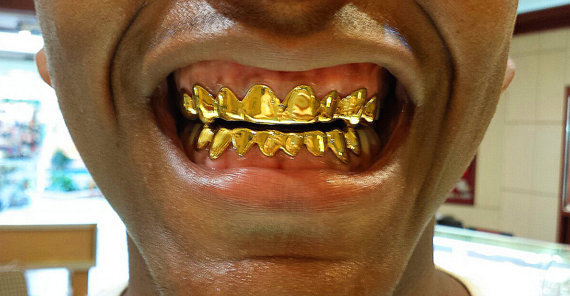 10K 14K Solid Yellow Gold Custom fit Plain REAL Gold Grill Grillz Gold Teeth
