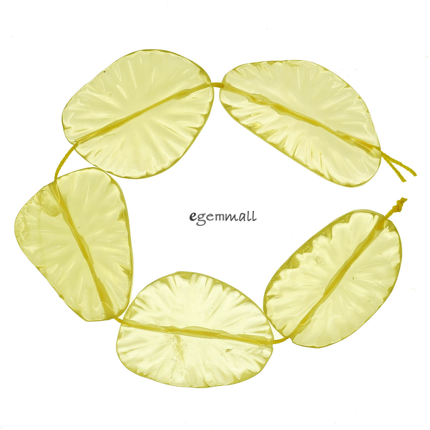 5 Large Lemon Quartz Carved Pear Pendant Beads ap. 27-40mm #78306
