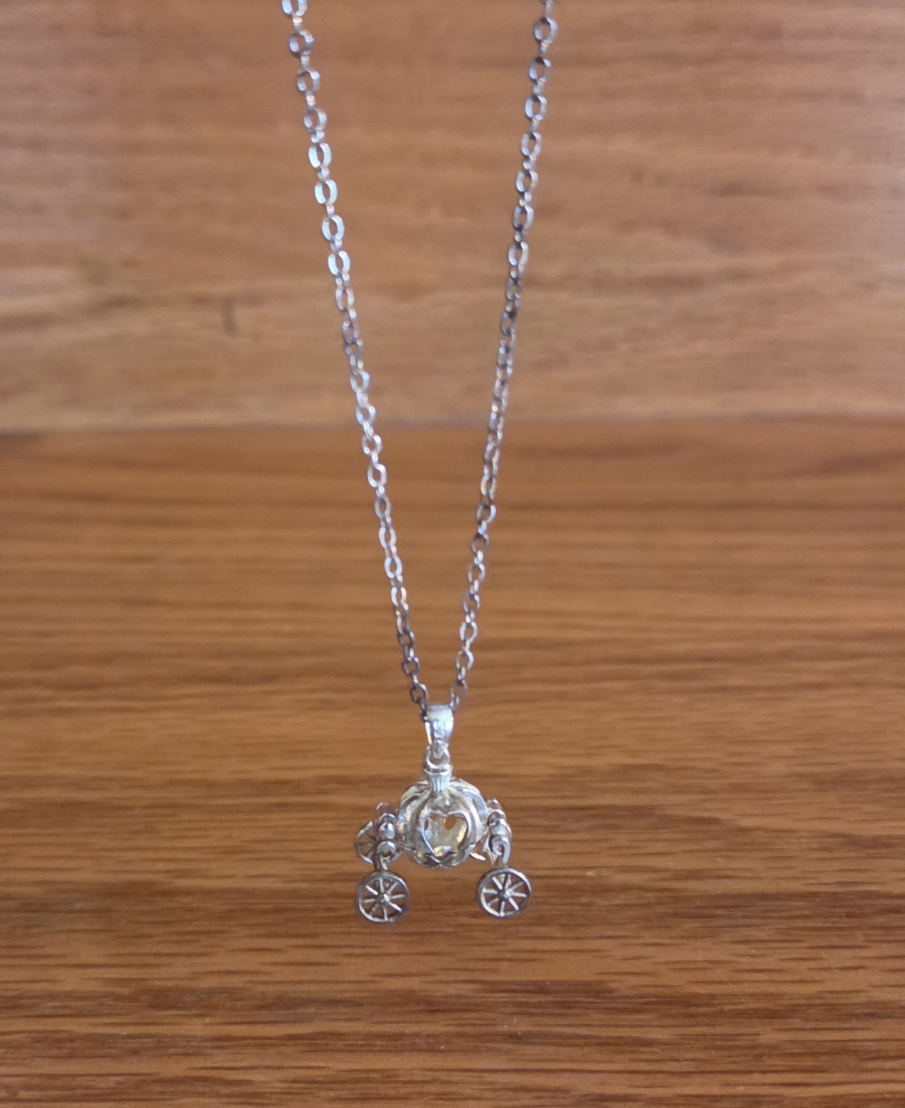 Girls Sterling Silver 925 Cinderella Pumpkin Carriage Necklace Silver &Gold Tone