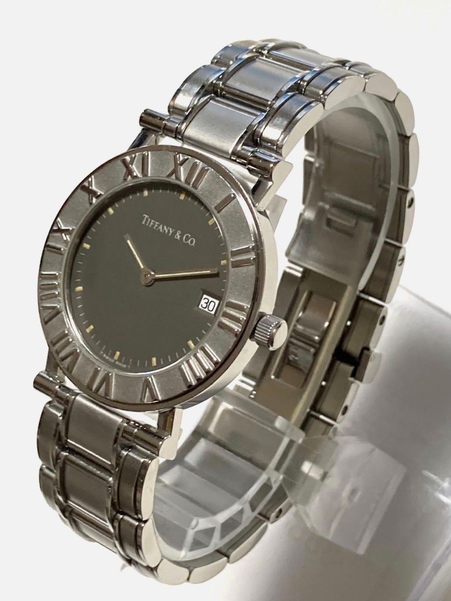 [B1P] Tiffany Atlas Gray Dial Boys Size Quartz Stainless Steel Watch [t9n]