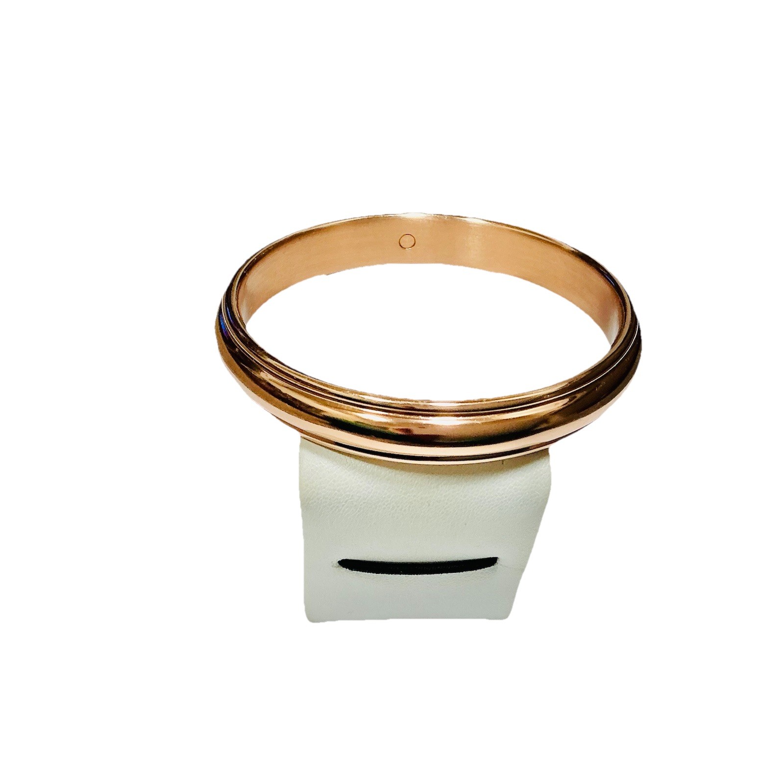 14K Rose Gold Resin Core Bangle Bracelet Vintage Milor Italy 18g Minimalist