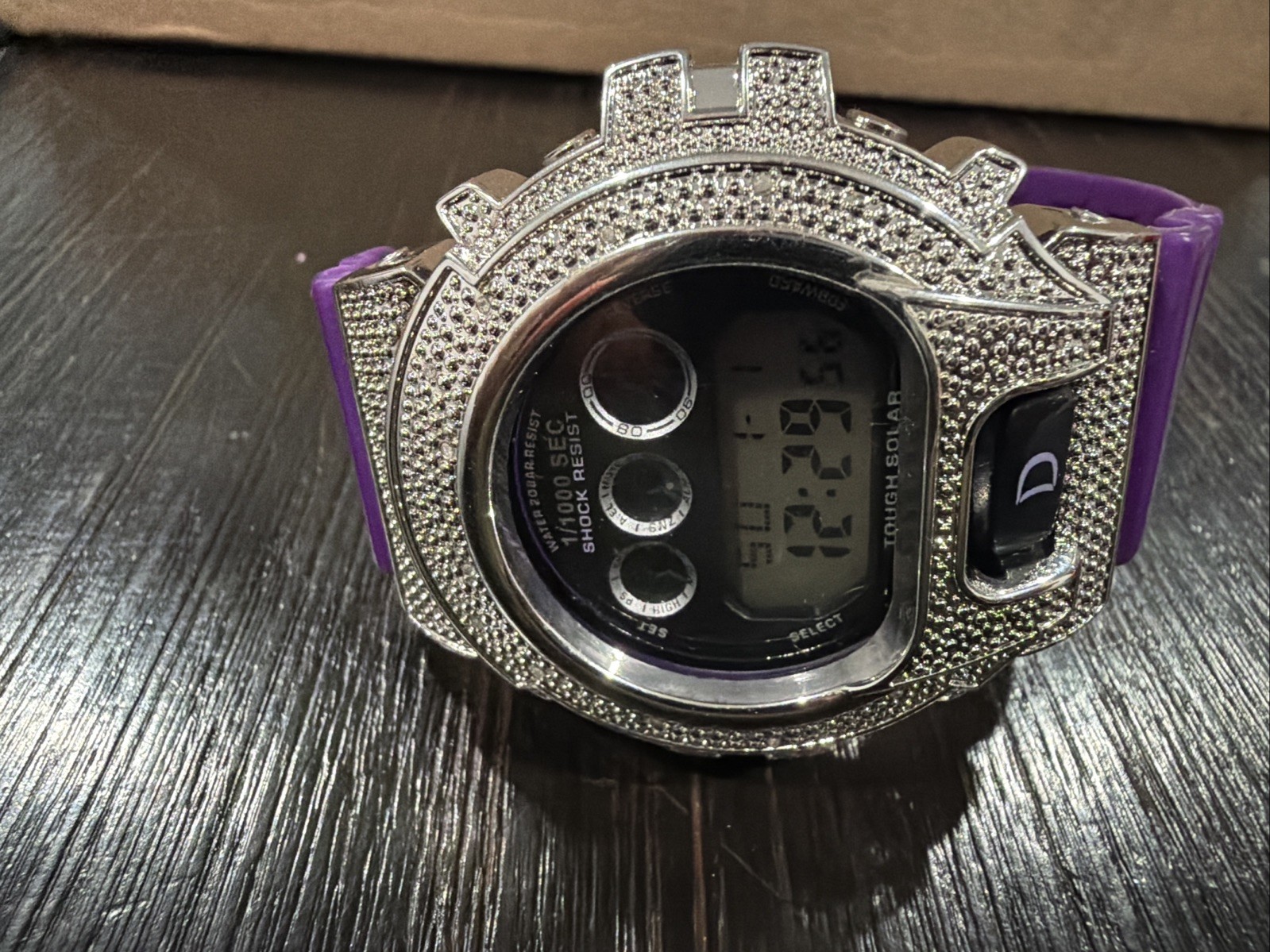 King Master Digital Purple Band Diamond Shock Watch