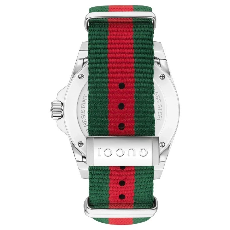 Gucci YA136206 Men’s Back Dial Dive Watch with Red and Green Nylon Band – NIB
