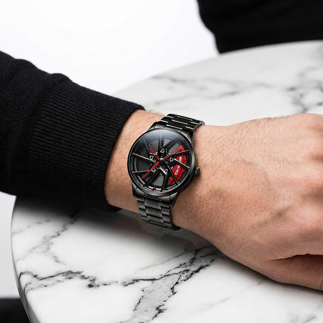 Watch Stainless Steel Men’s Wheel Watch Mercedes AMG Quartz Waterproof Classic