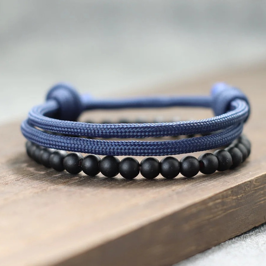 2PCS Handmade Paracord Bracelet Set for Men – Adjustable Summer Nautical Style