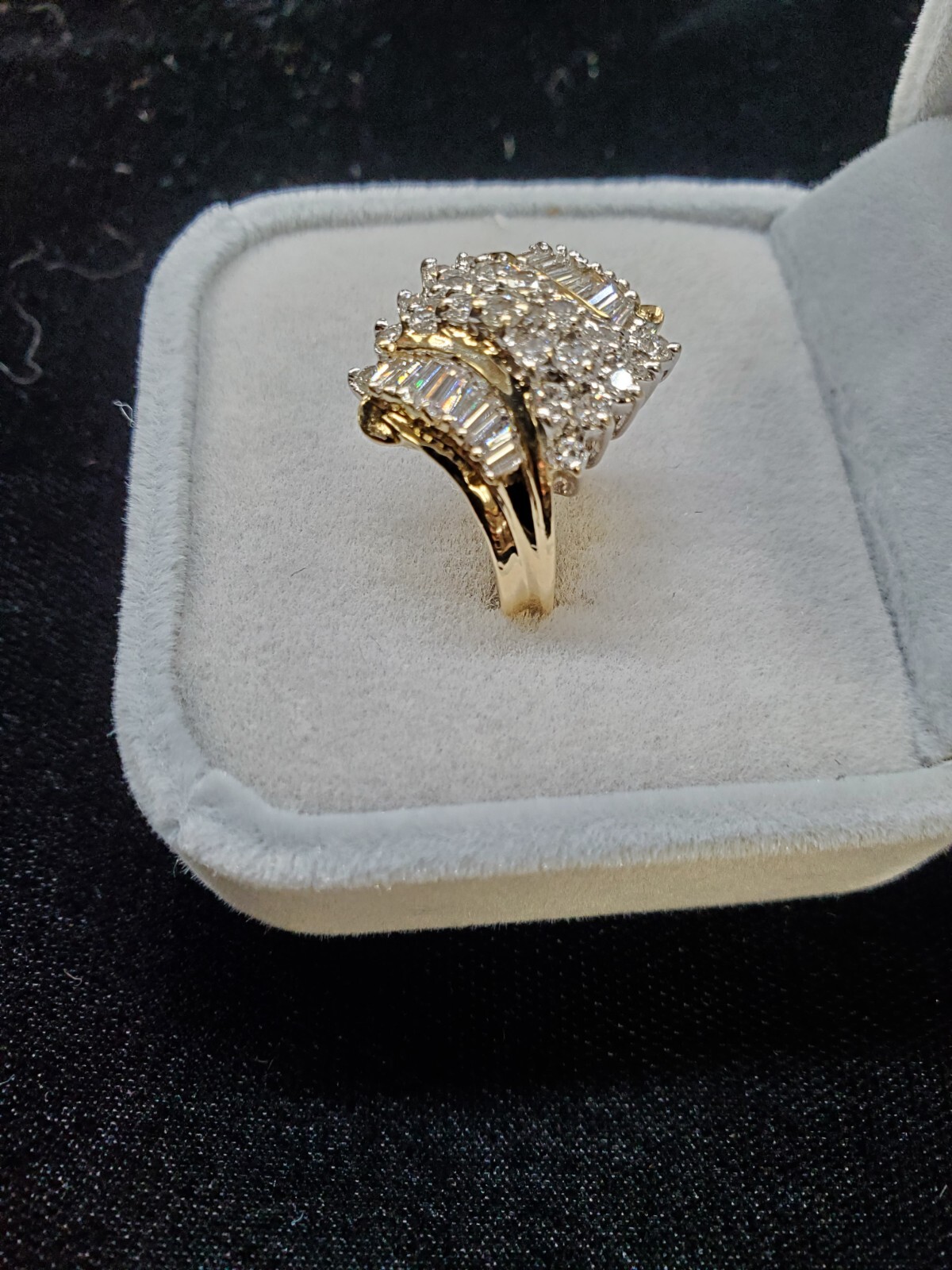 Ladies Diamond Cluster. 14 Karat Yellow Gold. Approx 1 Carat T.W Diamonds….