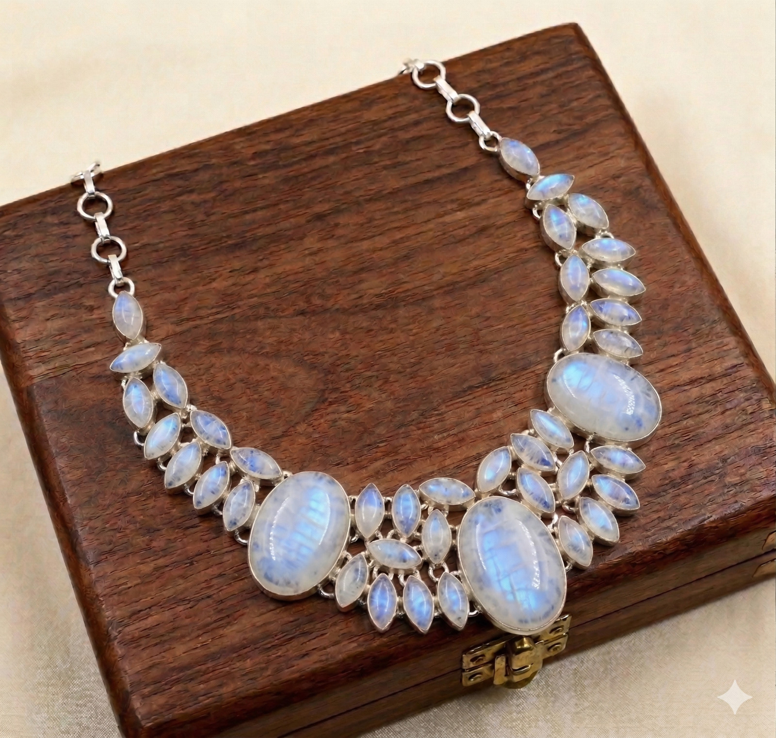 Moonstone Gemstone Handmade 925 Sterling Silver Jewelry Necklace Size-17-18″