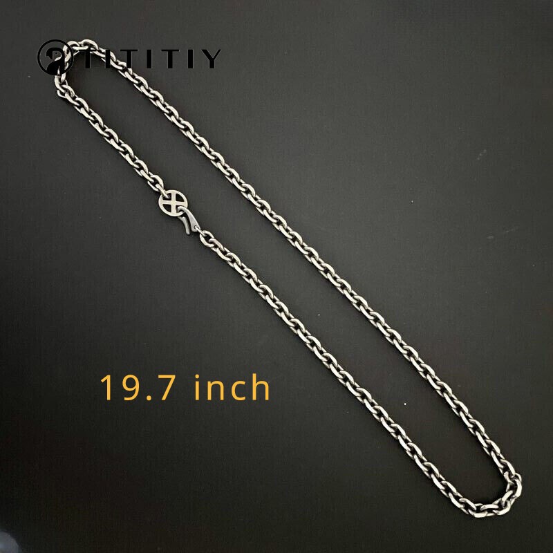 7mm TA1 Pure Titanium Batch Angle Chain Necklace Lightweight Anti Allergy 19.7″