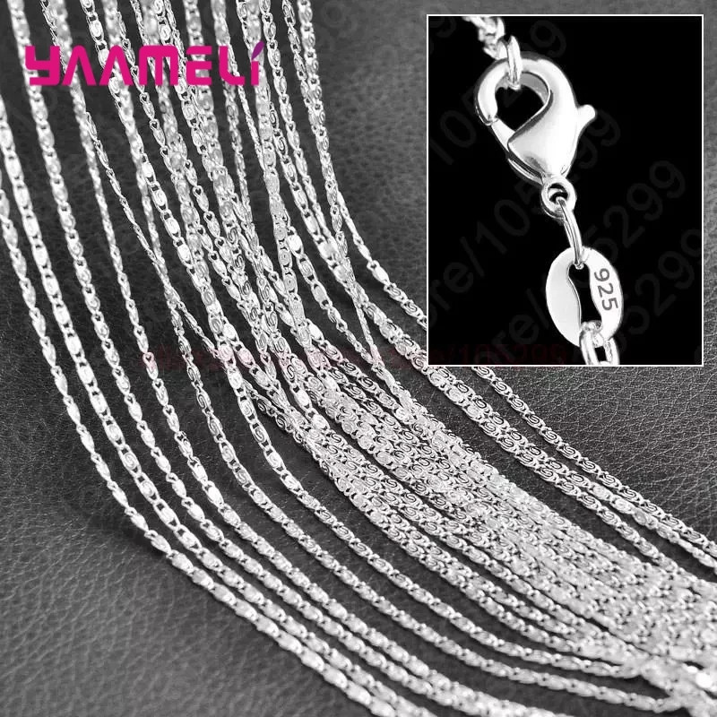10PCS Wholesale Pure 925 Sterling Silver Charm Link Chain Necklace Jewelry