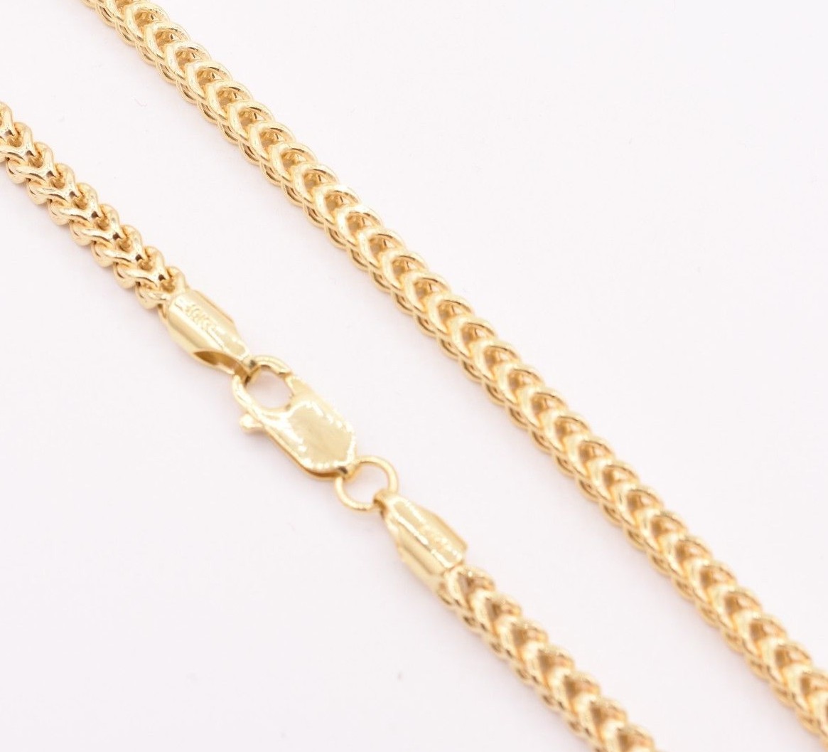 3.5mm Italian Square Franco Link Chain Pendant Necklace Real 10K Yellow Gold