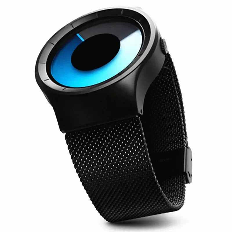 Numberless Watch – Liquid Blue Display – Fathers Day Gift Novelty Unique Unisex
