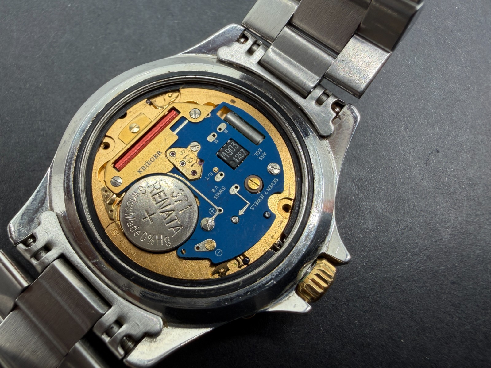 Krieger Lunar Chronometer Watch Men 35mm Blue Dial Steel Date