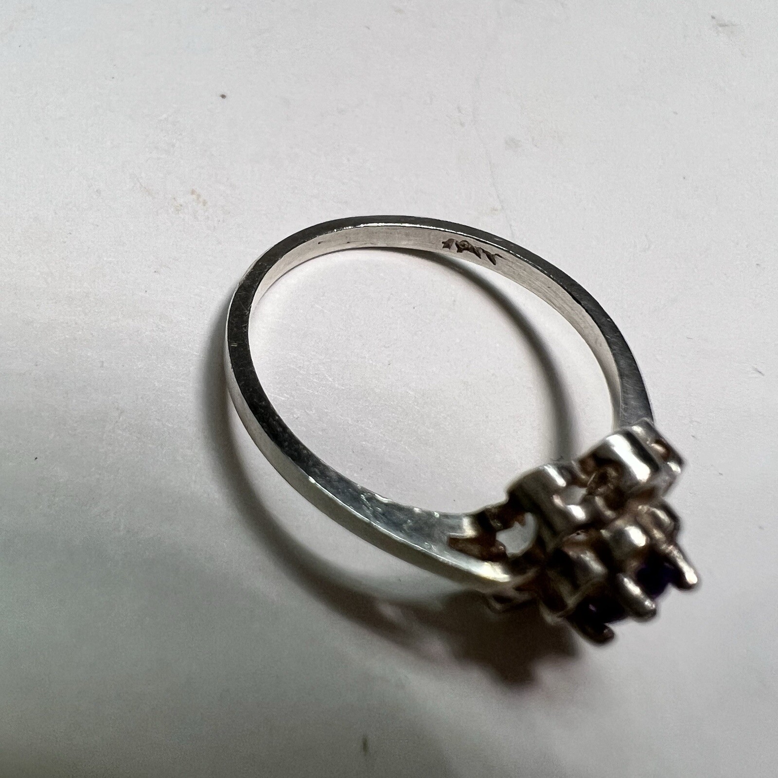 Vintage 925 Sterling Silver Genuine Amethyst Floral Ring 1.95g Sz8