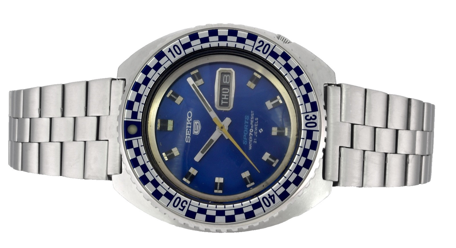 Vintage SEIKO 5 Sports Rally Diver 6119 7170 Automatic Day Date Mens Wristwatch