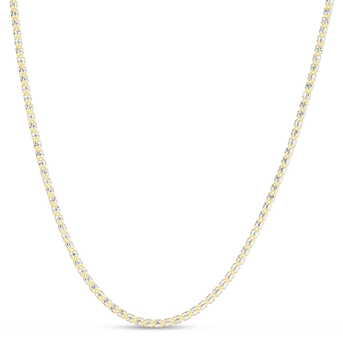 10k Two Tone Gold 20″ 2.7MM Sparkle Ice Link Chain Necklace Iced Rope 9 Grams