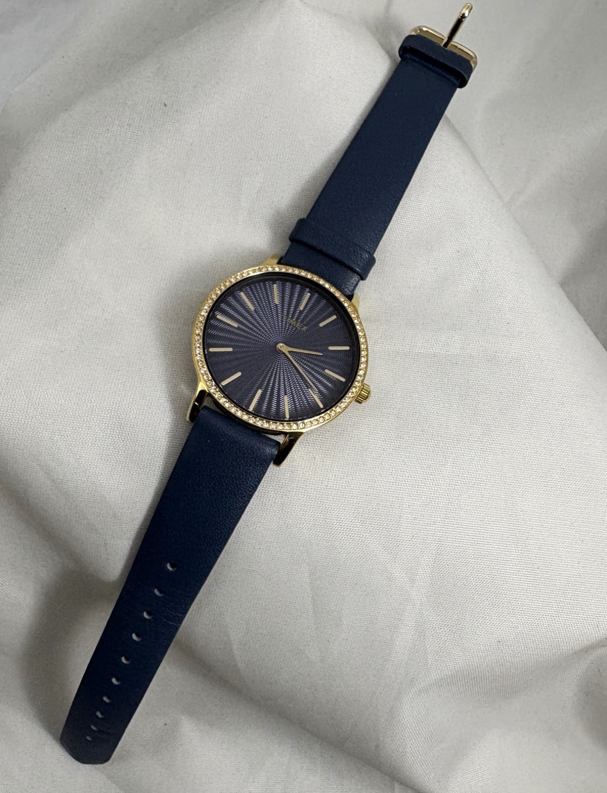 Timex Navy Rays of Sun Face, Water Resistant Watch with Leather Strap NEW