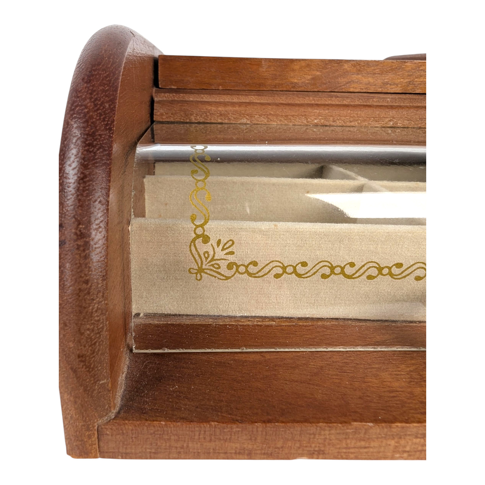 MCM Mid-Century Modern Vanity Table Top Jewelry Box – Wood With Acrylic Top