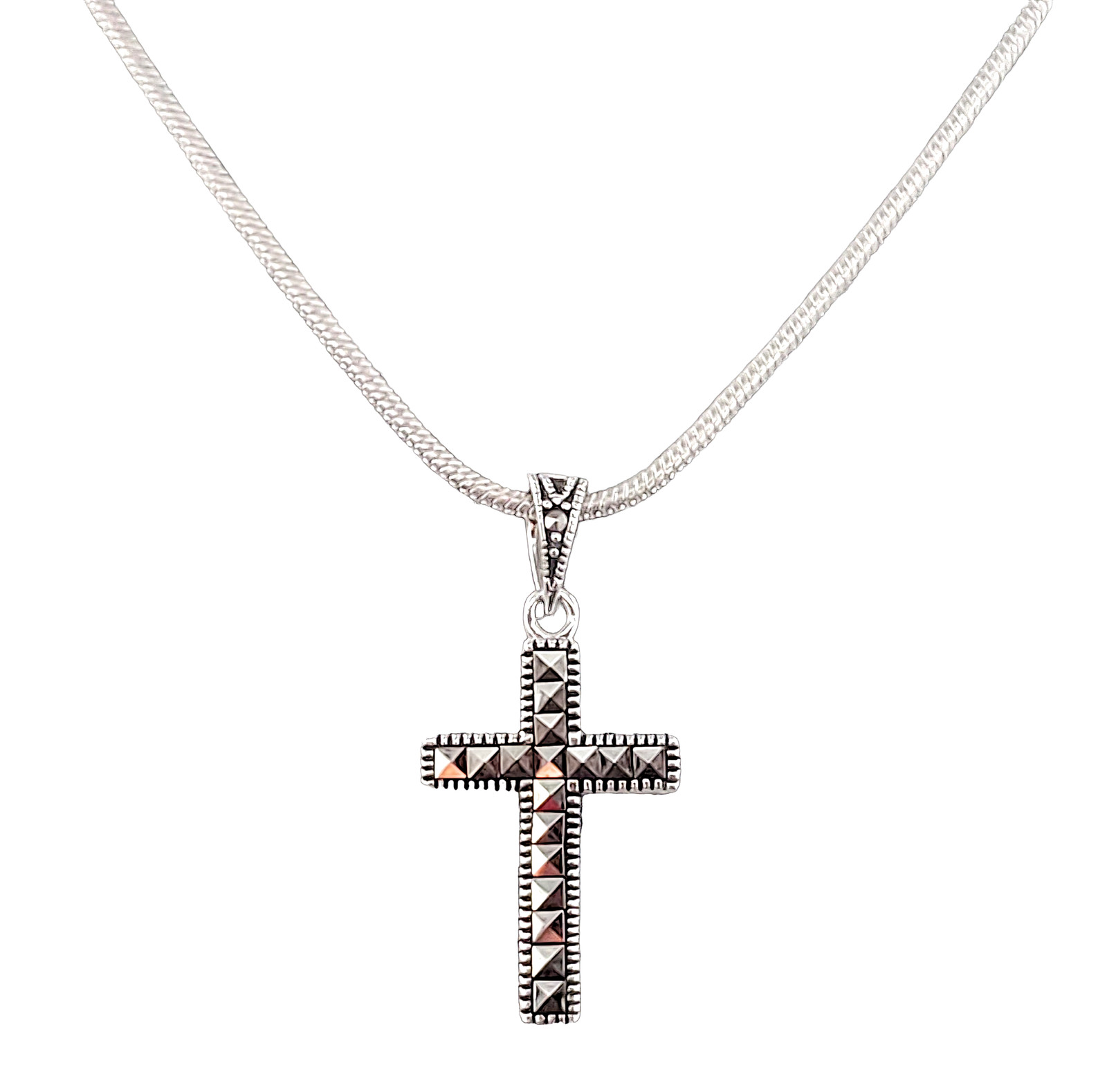Marcasite Cross Sterling Silver Necklace