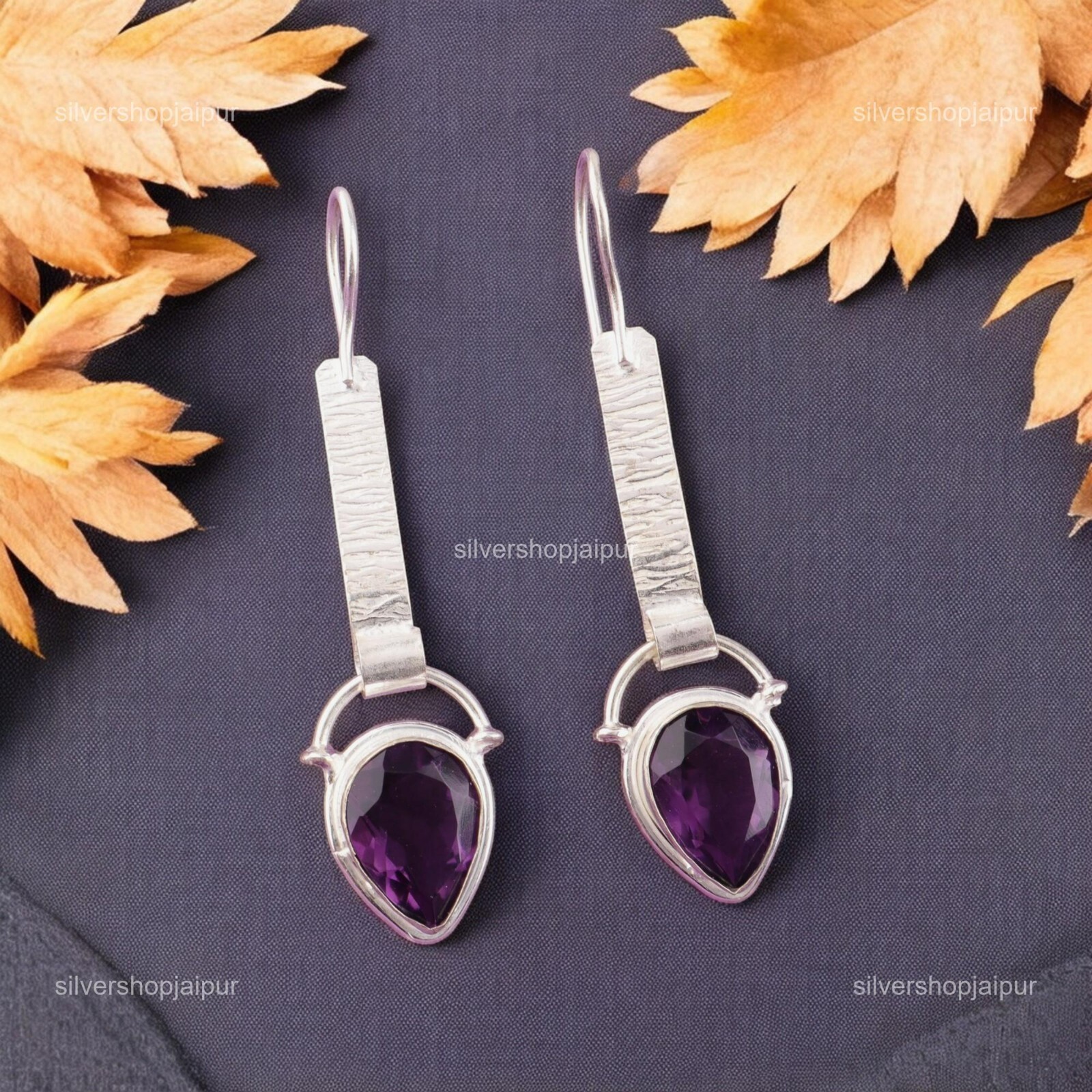 Amethyst Gemstone 925 Solid Silver February Birthstone Best Seller Drop Earrings