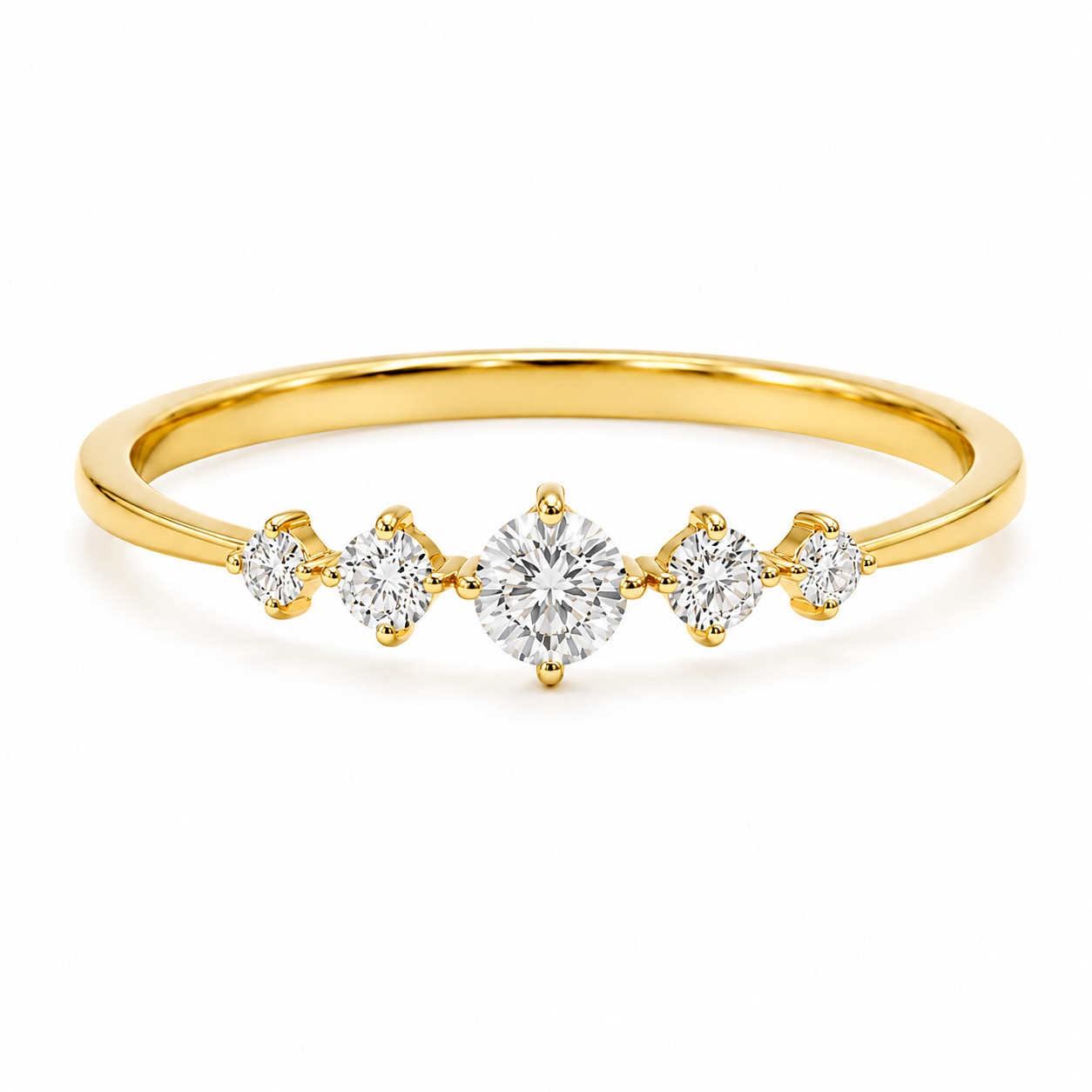 Ananta Jewels 0.15Ct Moissanite 5 Stone Wedding Women’s Ring in Solid Gold