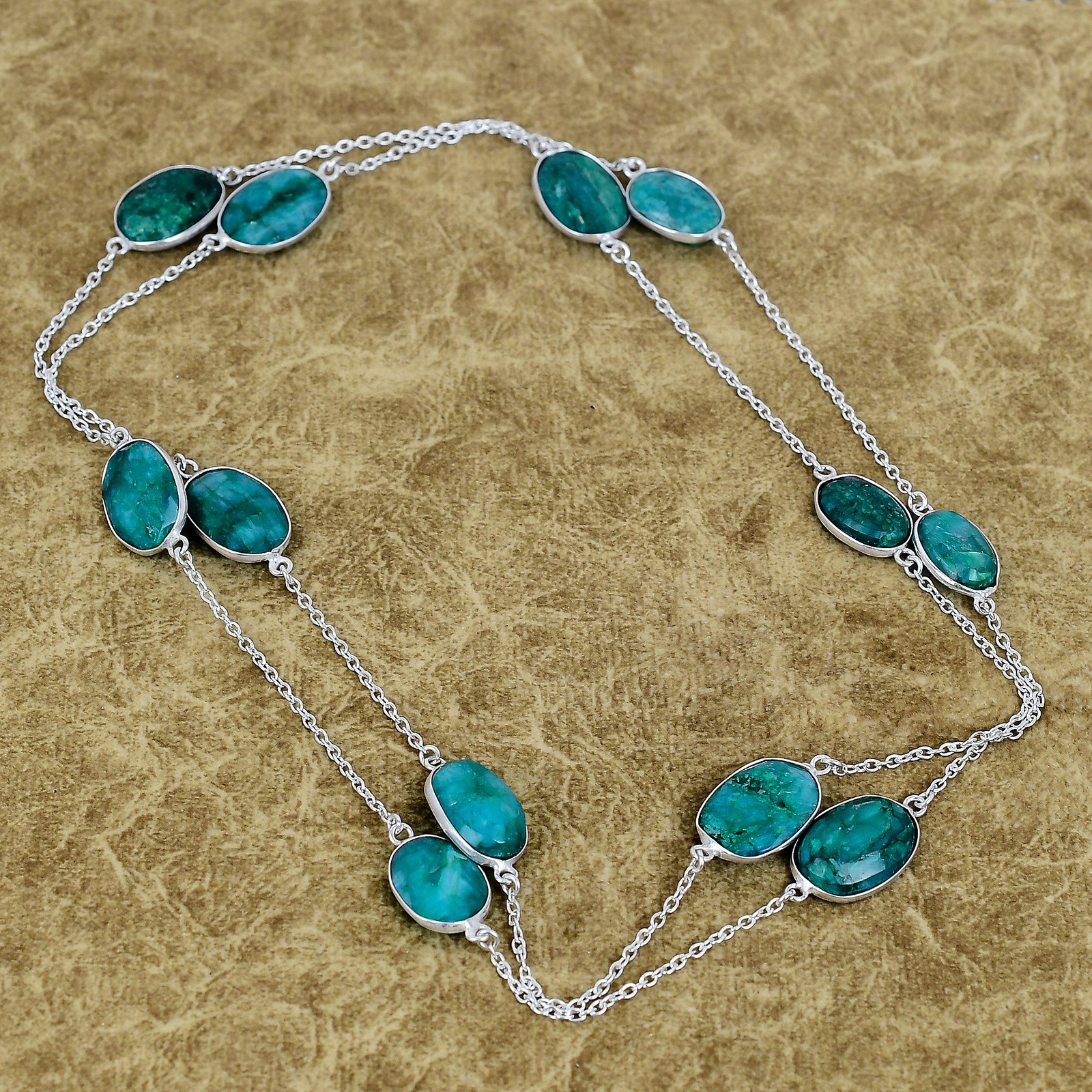 Sakota Mines Emerald Gemstone Necklace 925 Sterling Silver Oval Jewelry For Wife
