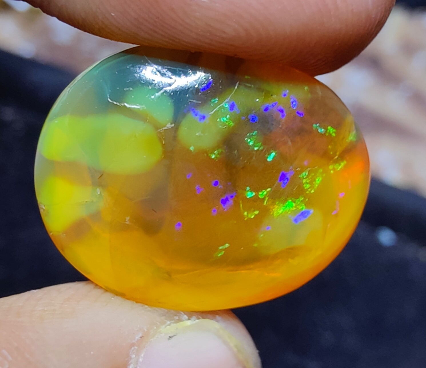 October Birthstone, 31 Carat, Size- 22x18x12 mm, Ethiopian Opal Oval Cabochon.