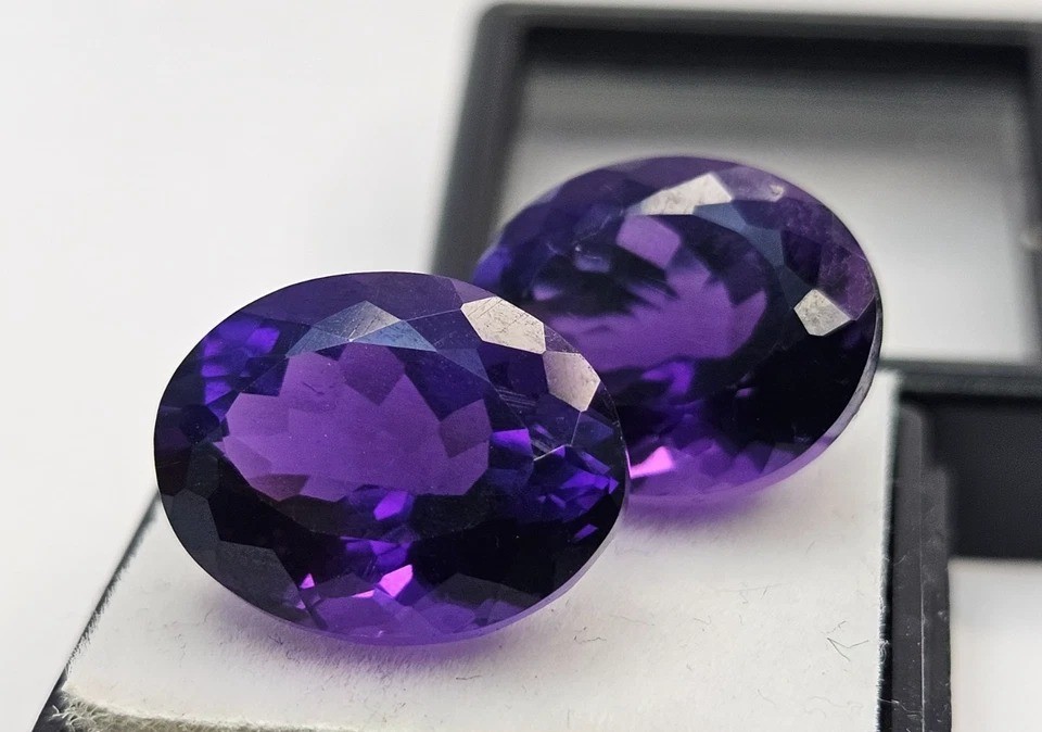 Purple Amethyst Oval Cut 22.80 Ct Natural Pair Loose Gemstone For Earring