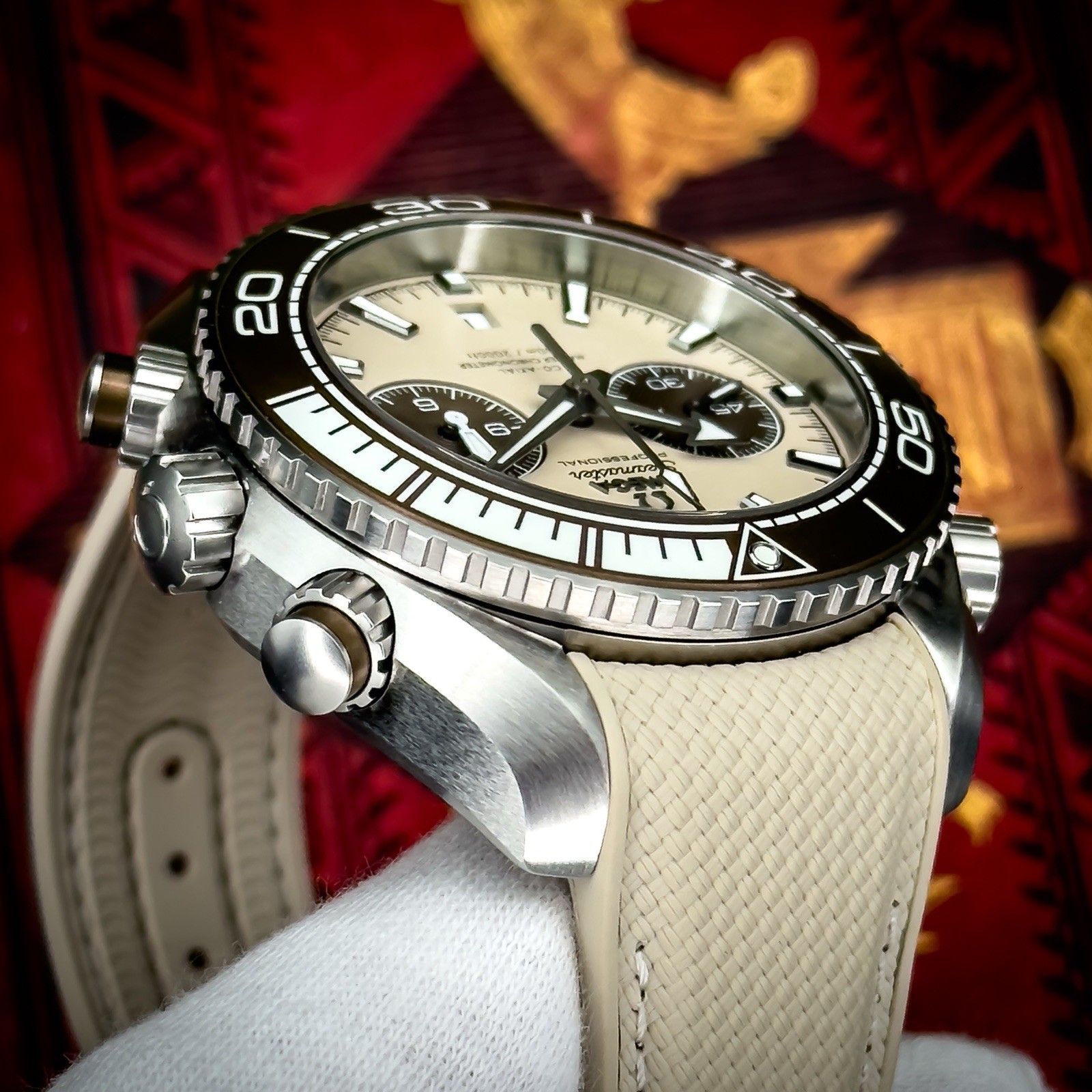 Omega Seamaster Planet Ocean Chronograph Beige Dial 45.5mm 215.32.46.51.09.001