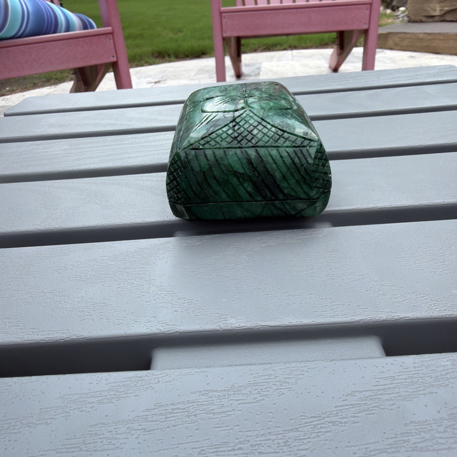 HIGH VALUE extremely large carved forest green emerald gemstone