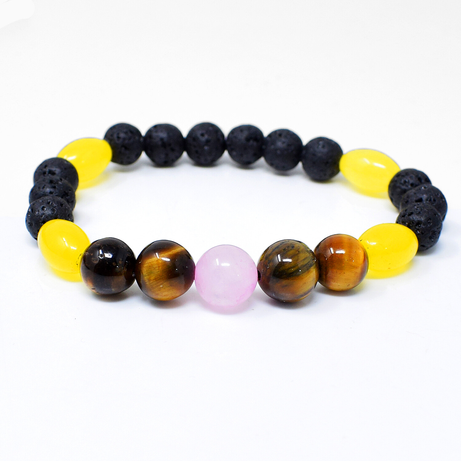 100.00 Cts Natural Onyx ,Tiger Eye & Lava Stone Stretchable Bracelet NK 14A5