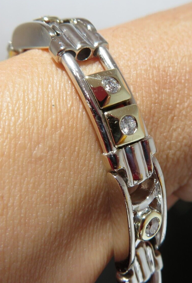 14K 2TONE MEN’S DIAMOND BRACELET 0.90 tcw 8″ LONG 9.21 MM WIDE 42.13gr (AI-2285)