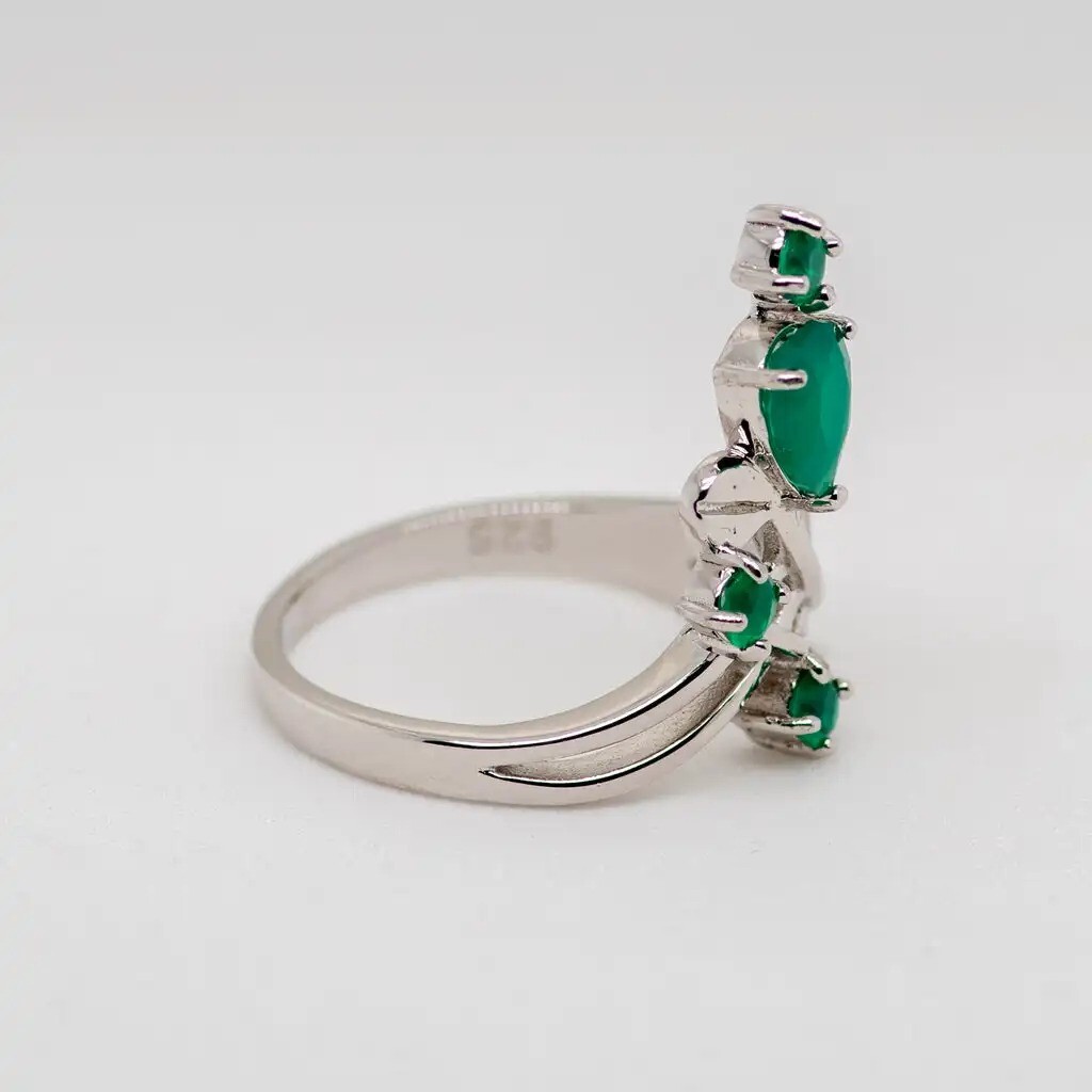 0.97Ct Natural Green Agate Gemstone 925 Sterling Silver Size 5-10