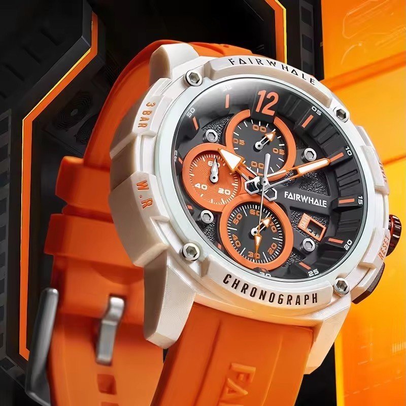 Mark Fairwhale Design New Men’s Fashionable Quartz Waterproof Orange Color Band