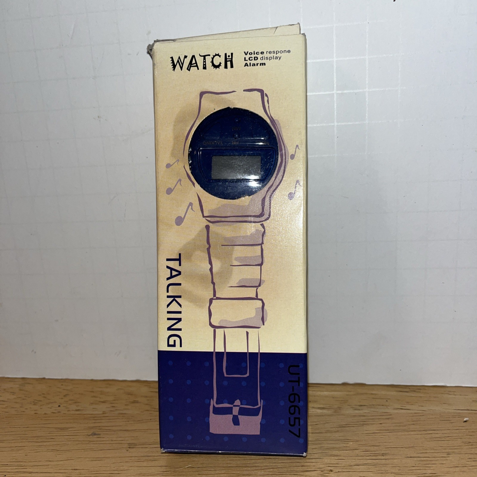Vintage NOS WATCH Talking English Digital Watch Alarm Blue UT-6657