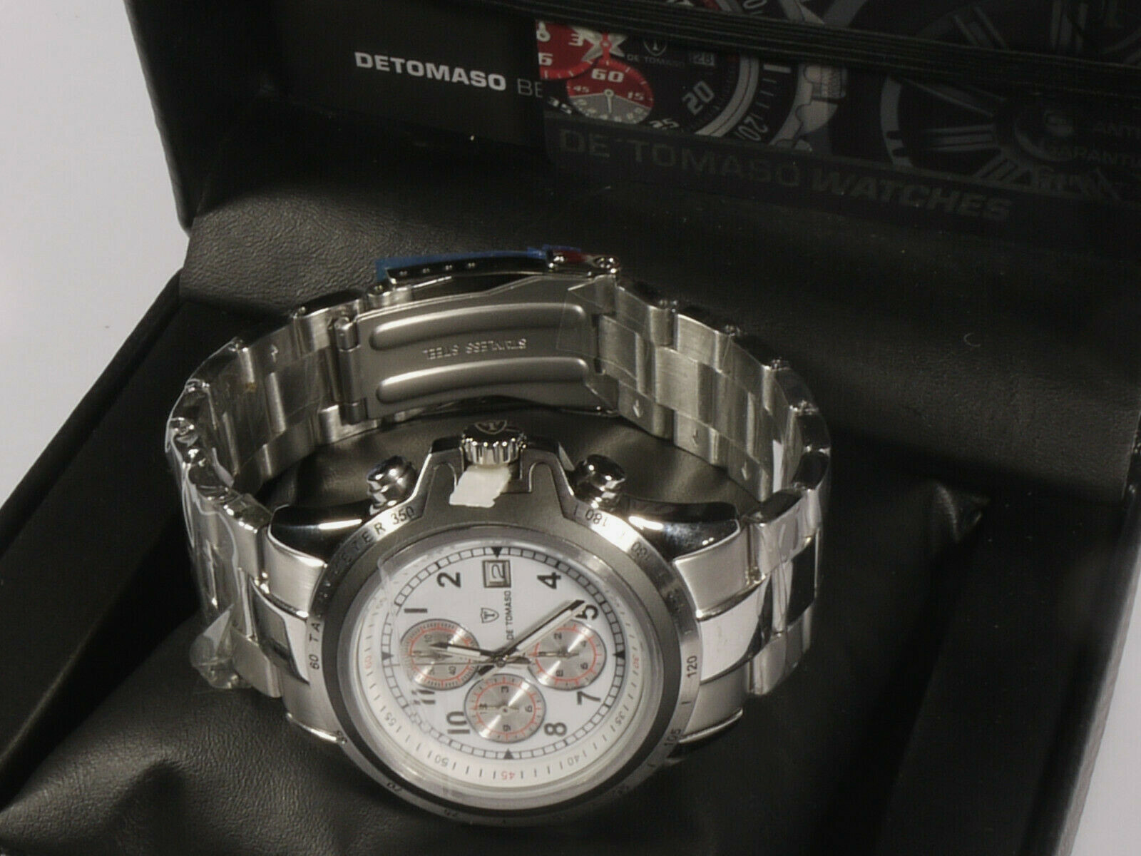 PRL) DETOMASO CHRONOGRAPH STEEL WRIST WATCH MONTRE QUARTZ WRIST WATCH