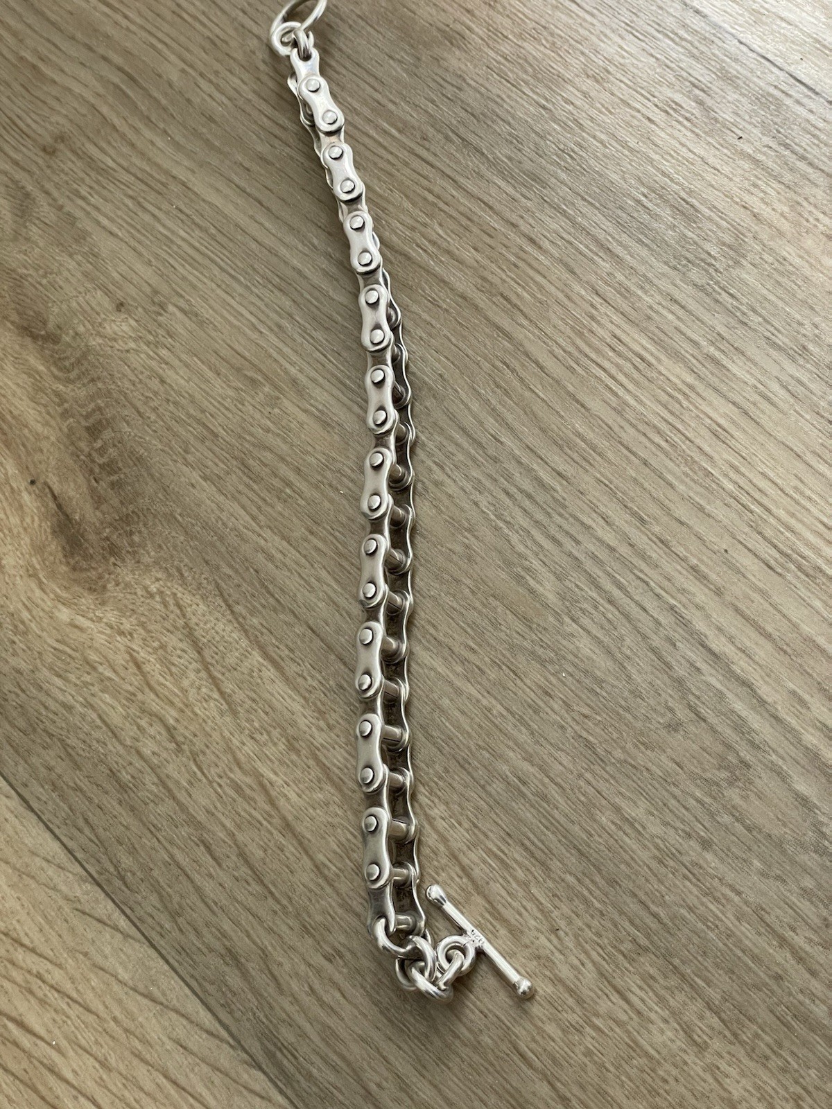 Sterling Silver Bracelet Bike Chain Modernist T Bar Heavy Statement (50g)