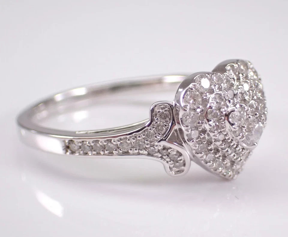 1.50Ctw VVS1 Moissanite Cluster Promise Engagement Ring 14K White Gold Plated