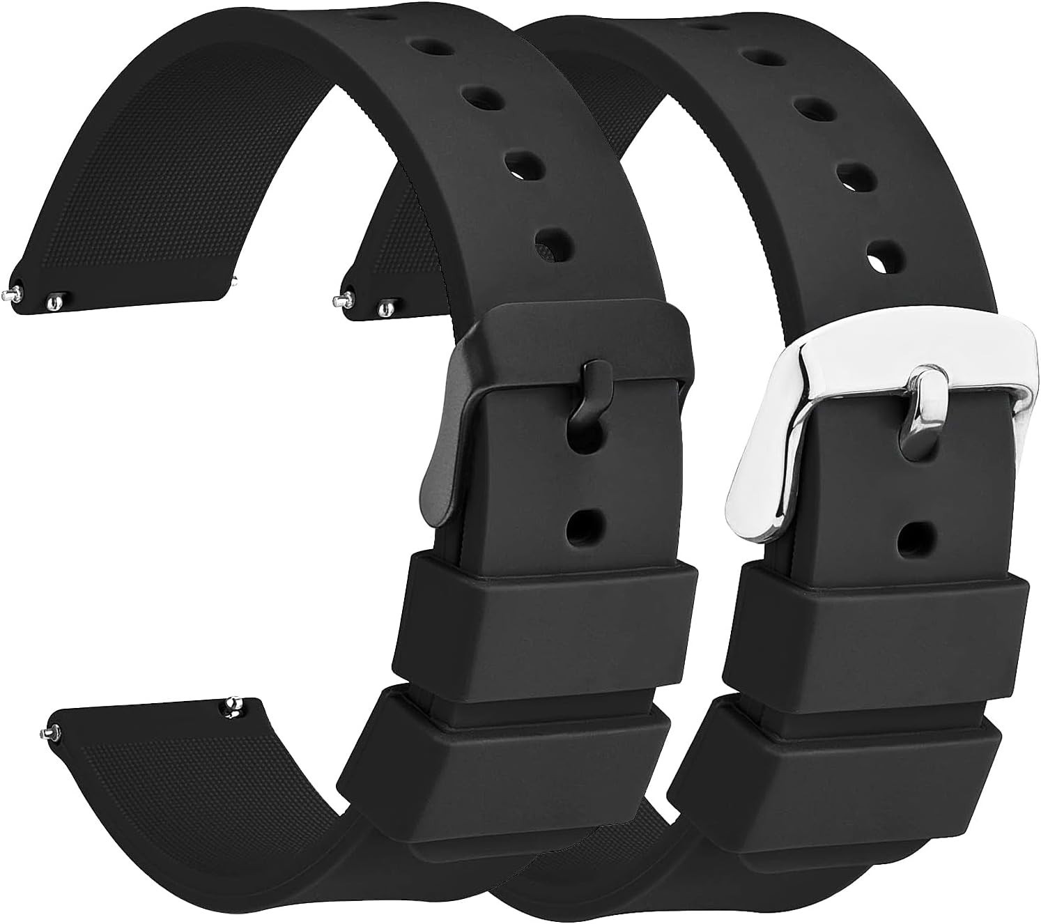 2PCS Silicone Watch Bands Set, Easy Fit Quick-Release Straps for 18mm, 20mm, …
